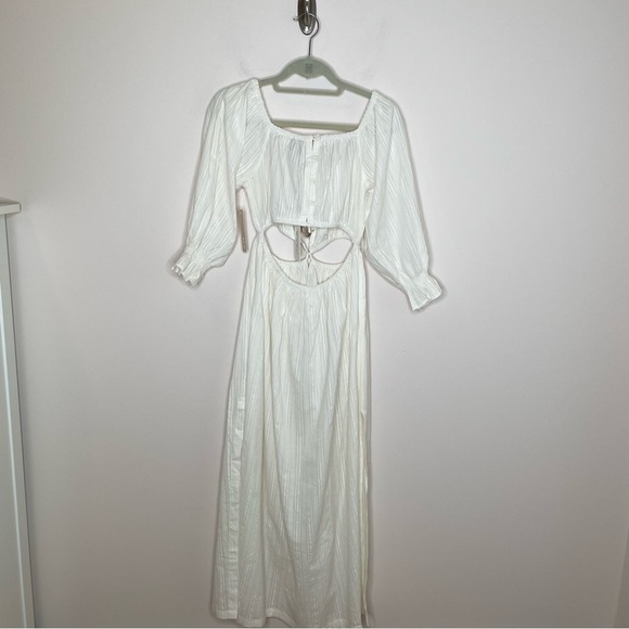 Cleobella Sutton White Cotton Gauze Cut Out Open Back Maxi Dress Small - Picture 8 of 11